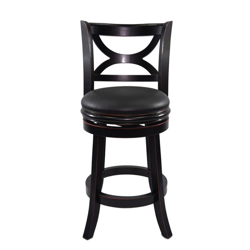 Three Posts™ Adelaida Swivel Upholstered Counter Stool with Solid Wood
